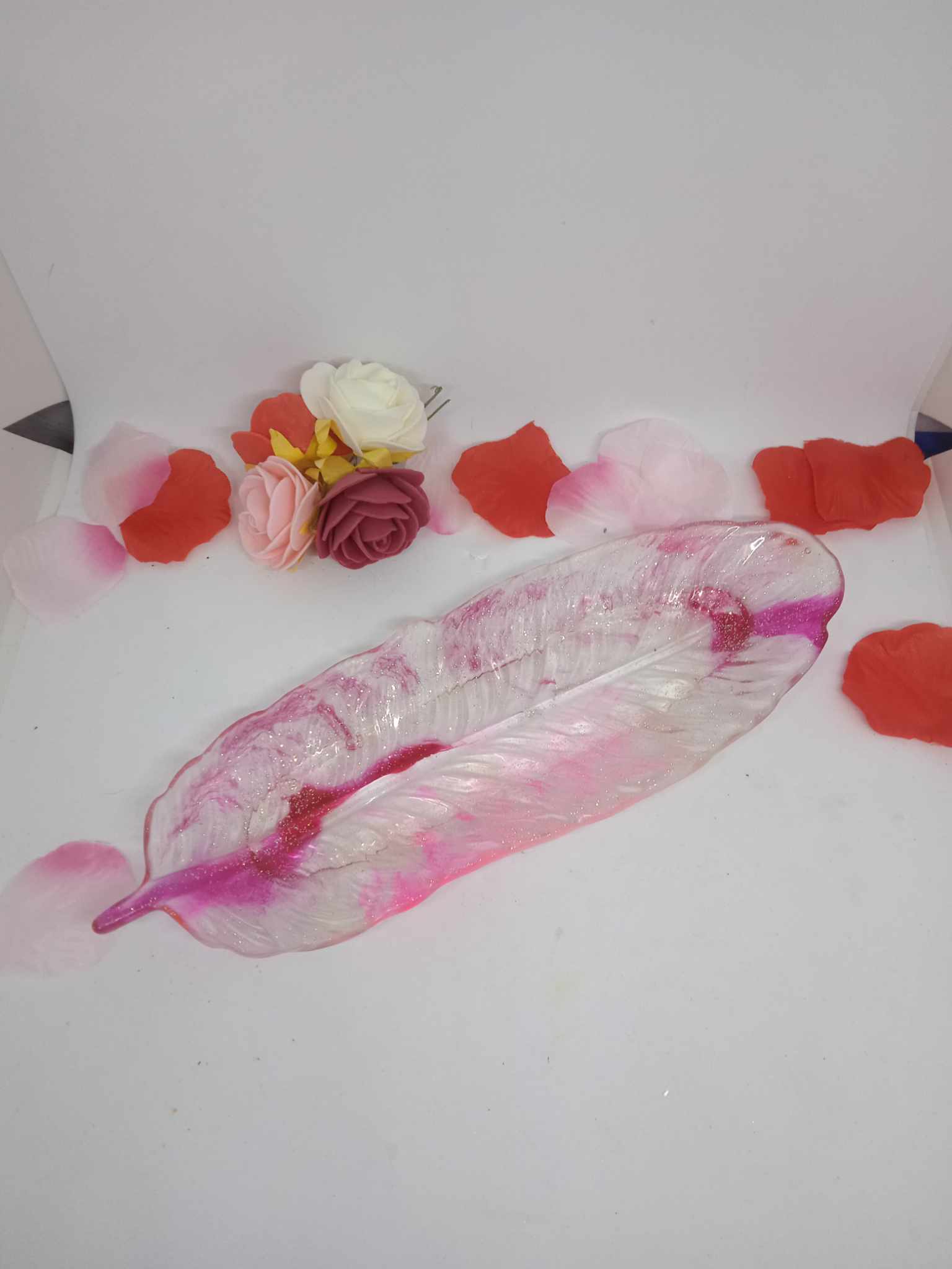 vide poche transparent et rose